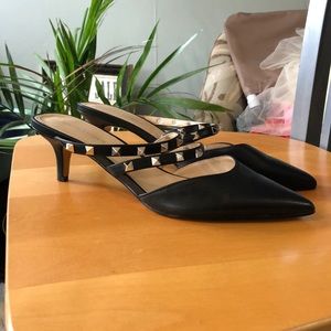 Marc Fisher Studded Black Kitten Heels